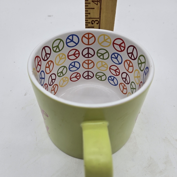 Boston Warehouse 18-Oz Lime‎ Green Pink Be Kind To All Coffee Tea Peace Sign Mug - Picture 4 of 7